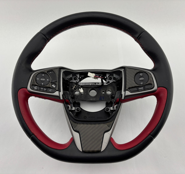 2017-2019 FK8 Honda Civic Type R Black / Red Leather Steering Wheel w/ Controls /   TR106