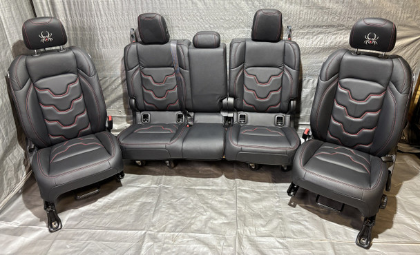 2020-2024 Jeep Gladiator JT Black Widow Black Leather Front & Rear Seats / Red Stitching /   JT003