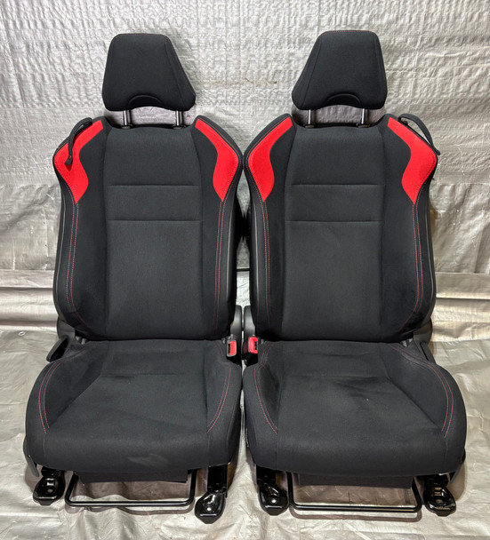 2013-2016 Scion FRS / Subaru BRZ Front Seats / Black Cloth w/ Red Inserts / Pair  /   FB051