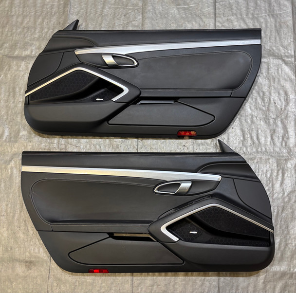 2017-2025 Porsche 718 Boxster Cayman Black Full Leather Interior Door Panels / Bose / Pair /   BC302