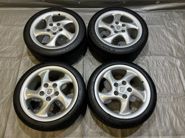 1999-2004 Porsche 996 911 18" Solid Spoke Turbo Look Wheels Rims w/ Tires / Set of 4 / P6019