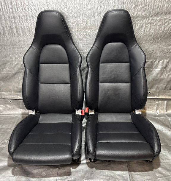 2013-2016 Porsche 981 Boxster 18-Way Adaptive Sport Seats w/ Ventilation / Black Leather / Pair /   BC206