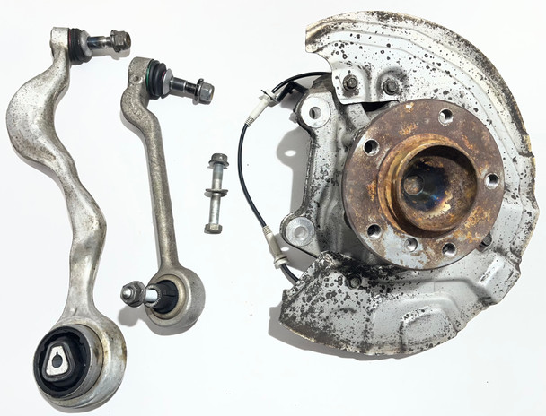 2008-2013 BMW 135i Passenger Front Knee Spindle Hub & Control Arms / 70K B1013