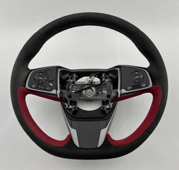 2020-2021 FK8 Honda Civic Type R Black / Red Alcantara Steering Wheel w/ Controls /   TR107