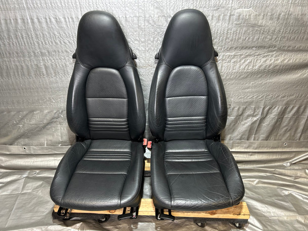 1998-2004 Porsche 986 Boxster 4-Way Power Leather Seats / Black / Pair / BX071