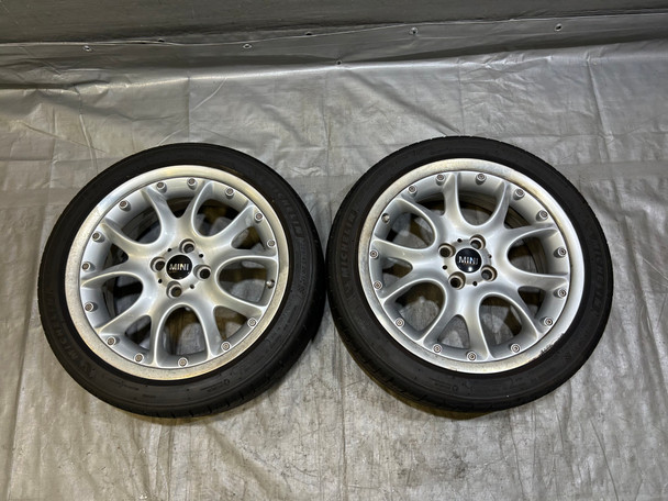 2002-2006 Mini Cooper S R53 R52 17x7" R98 Web Spoke Wheels Rims w/ Tires / Pair / R1033