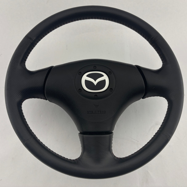 2004-2005 Mazdaspeed Miata Black Leather Steering Wheel w/ Airbag *Cosmetic Wear* /   NB274