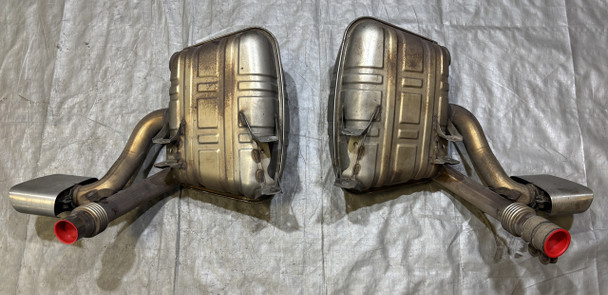 2005-2008 Porsche 997 911 Carrera 3.6l Driver & Passenger Side Exhaust Mufflers w/ Tips / Pair / 104K P7009