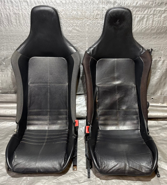 2005-2011 Lotus Elise OEM Black Leather Probax Seats w/ Rails / Pair *DAMAGE* /   LEL03