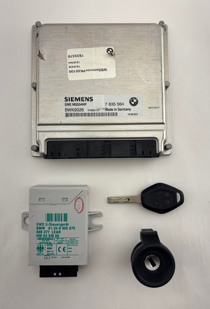 2004 E46 BMW M3 DME ECU Computer MSS54 EWS Module Ignition Switch Key / SMG / 7835564 / M3019 /   M3019