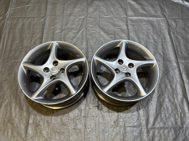 2001-2003 Mazda Miata 16x6.5" 5 Spoke Twist Wheels Rims / Pair / Silver / NB278