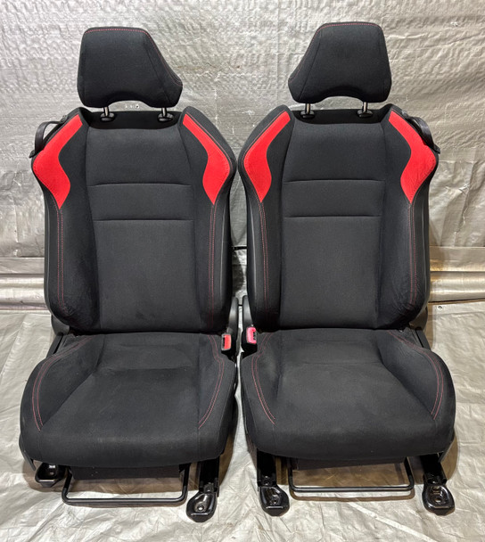 2013-2016 Scion FRS / Subaru BRZ Front Seats / Black Cloth w/ Red Inserts / Pair  /   FB055
