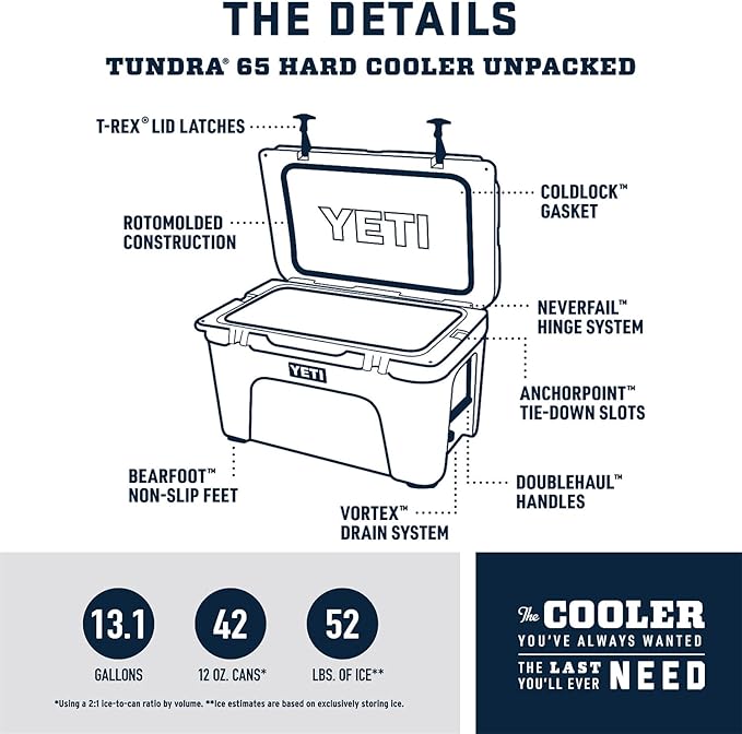 YETI Tundra 65QT Heavy-Duty Rotomolded Cooler – Premium Insulated Ice Chest