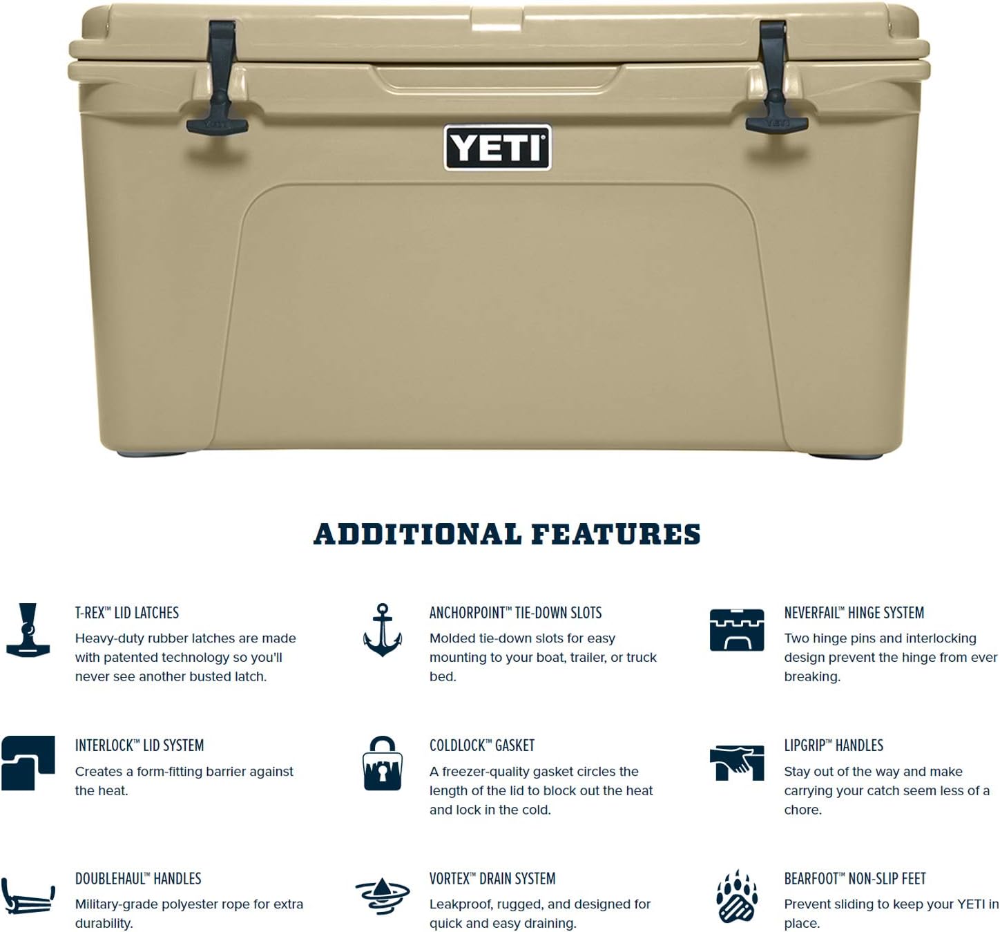 YETI Tundra 75QT Heavy-Duty Polyester – Extra Large Insulated Ice Chest