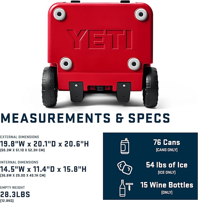 YETI Roadie 48QT Wheeled Insulated Cooler – Heavy-Duty Ice Chest with Handle