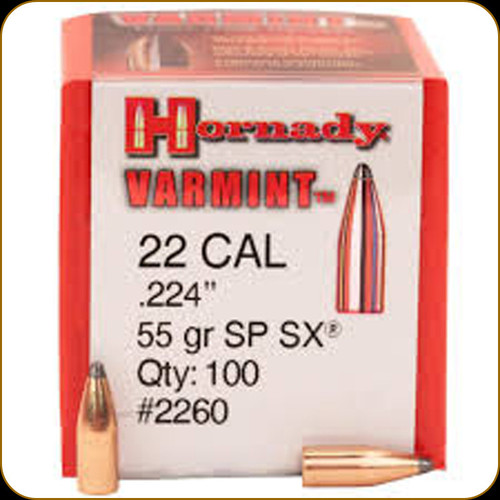 Hornady - 22 Cal - 55 Gr - SP SX - 100ct - 2260