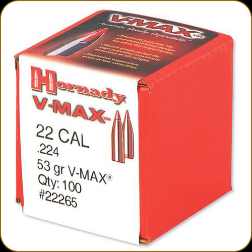 Hornady - 22 Cal - 53 Gr - V-Max - Boat Tail - 100ct - 22265