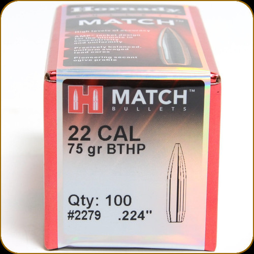 Hornady - 22 Cal - 75 Gr - Match - Boat Tail Hollow Point - 100ct - 2279