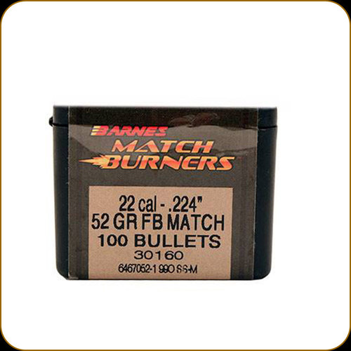 Barnes - 22 Cal - 52 Gr - Match Burner - Flat Base - 100ct - 30160/22413