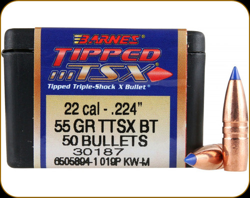 Barnes - 22 Cal - 55 Gr - TTSX - (Tipped Triple-Shock X) - Boat Tail - 50ct - 30187