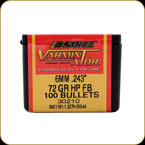 Barnes - 6mm - 72 Gr - Varminator - Hollow Point Flat Base - 100ct - 30210/24339