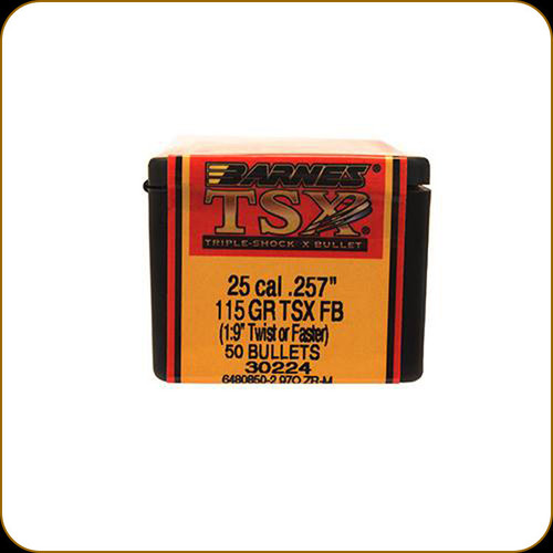 Barnes - 25 Cal - 115 Gr - TSX (Triple-Shock X) - Flat Base - 50ct - 30224