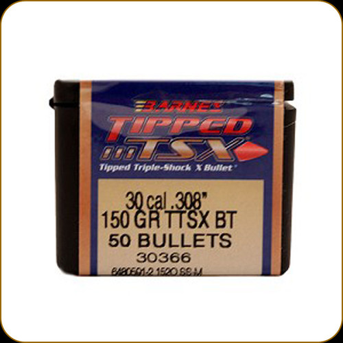 Barnes - 30 Cal - 150 Gr - TTSX (Tipped Triple-Shock X) - Boat Tail - 50ct - 30366