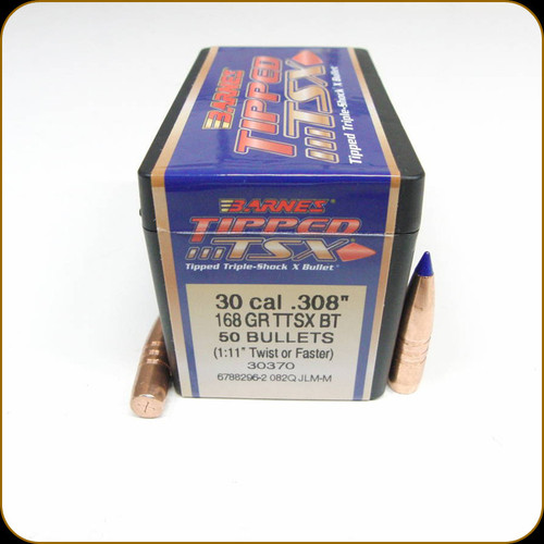 Barnes - 30 Cal - 168 Gr - TTSX (Tipped Triple-Shock X) - Boat Tail - 50ct - 30370