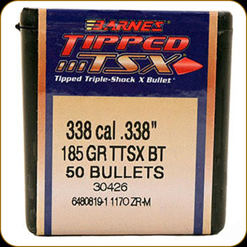 Barnes - 338 Cal - 185 Gr - TTSX (Tipped Triple-Shock X) - Boat Tail - 50ct - 30426