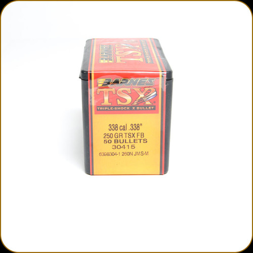 Barnes - 338 Cal - 250 Gr - TSX (Triple-Shock X) - Flat Base - 50ct - 30415
