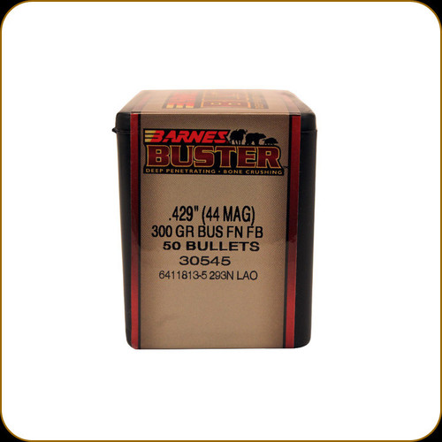 Barnes - 44 Rem Mag - 300 Gr - Buster - Flat Nose, Flat Base - 50ct - 30545