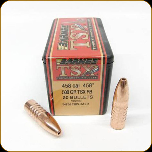 Barnes - 458 Cal - 500 Gr - TSX (Triple-Shock X) - Flat Base - 20ct - 30622