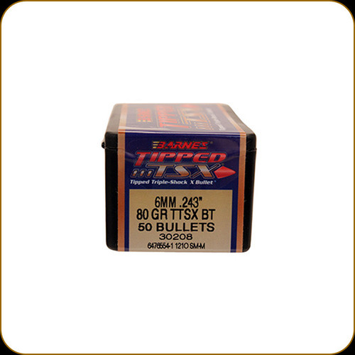 Barnes - 6mm - 80 Gr - TTSX (Tipped Triple-Shock X) - Boat Tail - 50ct - 30208
