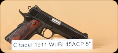 Citadel - 45ACP - 1911 - Checkered Wood Grips/Blued Finish, 2 mags, 5"Barrel