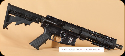 American Spirit Arms - AR15 Pistol - 5.56NATO/223Rem - 7.5" Moly Pistol Barrel, Quad Rail w/Gas Block, Restricted