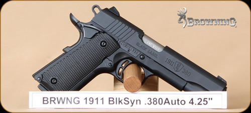 Browning - 380ACP - 1911-380 - Black Label series - Single Action Semi-Auto - Black Composite Grips//Matte Black Finish,4.25"Barrel, Mfg# 051904492  (A12)