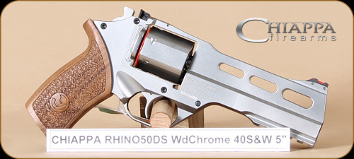 Chiappa - 50DS - 40S&W - White Rhino, Wd/Nickel, adj rear sight, fiber optic front sight, 5"