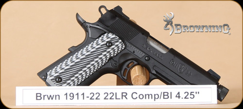 Browning - 1911-22 - 22LR - Compact, G10 grips/Bl, rail, threaded brl, 4.25"