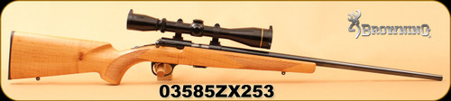 Consign - Browning - 22LR - T-Bolt - Grade II/II Gloss Maple w/fiddle-back grain/Blued, 22", recessed crown, c/w Helix 10 shot magazine, Talley/Browning rings&bases, Leupold VX-II, 3-9x40, duplex, with Leupold lens caps - Very low rounds