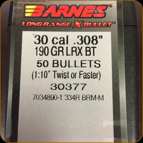 Barnes - 30 Cal - 190 Gr - LRX (Long-Range X) - Boat Tail - 50ct - 30377
