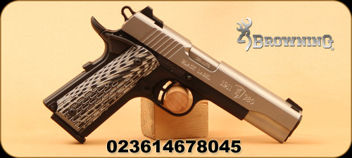 Browning - 380ACP - 1911-380 Black Label Pro Stainless FS - Semi Auto Pistol - Grooved black/white G10 composite grips/Two Tone Stainless/Black Finish, 4.25" Barrel, 8 Rounds, Night Sights , Mfg# 051926492