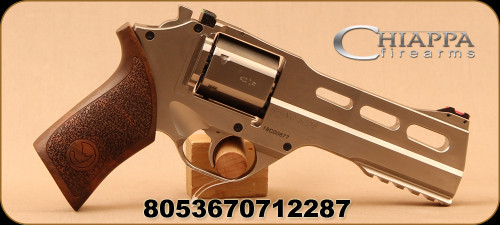 Chiappa - 40S&W - Rhino Revolver DS - SA/DA - Medium Walnut Grips/Nickel Plated Finish, 5"Barrel, Adjustable rear sight, Fixed Fiber Optic front sight, Mfg# 340.233