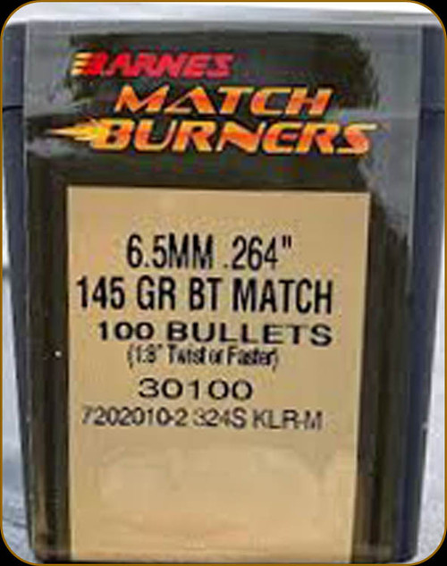 Barnes - 6.5mm - 145 Gr - Match Burners - Boat Tail - 100ct - 30100