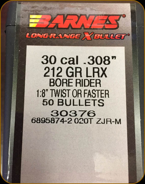 Barnes - 30 Cal - 212 Gr - Long Range-X - Bore Rider - 50ct - 30376