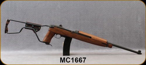 Consign - Auto Ordnance - 30Carbine - M1A1 - Walnut/Wire Foleding Stock/Parkerized, 18"Barrel, Blade front sight, flip style rear sight, c/w (3)5rd magazines, (1)30rd-pinned to 5 - Only 80 rounds fired