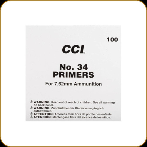 CCI - Large Rifle Military Primers- For 7.62 Ammunition - No. 34 - 100ct - 0002