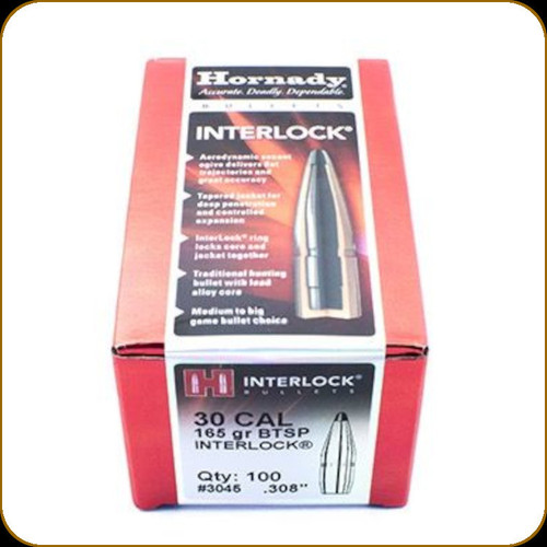 Hornady - 30 Cal - 165 Gr - Interlock - Boat Tail Soft Point - 100ct - 3045