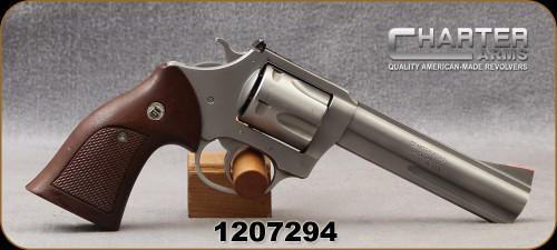 Consign - Charter Arms - 44Spl - Target Bulldog - 5 round Revolver - Wood Target Grips/Stainless Finish, 5"Barrel - c/w original Black Polymer Grips - Low rounds fired - in original case