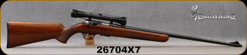Consign - Browning - 22LR - T-Bolt Original - Walnut Stock/Blued, 24"Barrel, Manufactured in 1967 - c/w Redfield 4X 3/4"Scope, Plex reticle, Redfield 3/4"Rings - Made in Belgium
