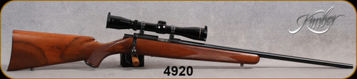 Consign - Kimber of Oregon - 22LR - Model 82 Clackamas - Deluxe Claro Walnut Stock w/Steel Grip Cap & Butt Plate/Blued, 22.5"Barrel, Mfg.1982, c/w Leupold VX I, 2-7x33, Duplex reticle, Kimber/Warne Rings, Leupold Lens covers